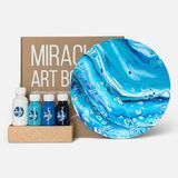 Набір для малювання Fluid Art Aquamarine - флюїд арт, рідкий акрил, картина своїми руками, круг 30 см фото