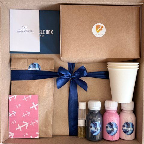Fluid art box у кольорах знаку зодіаку Стрілець 30 см круг фото
