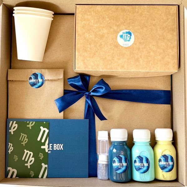 Fluid art box у кольорах знаку зодіаку Діва фото